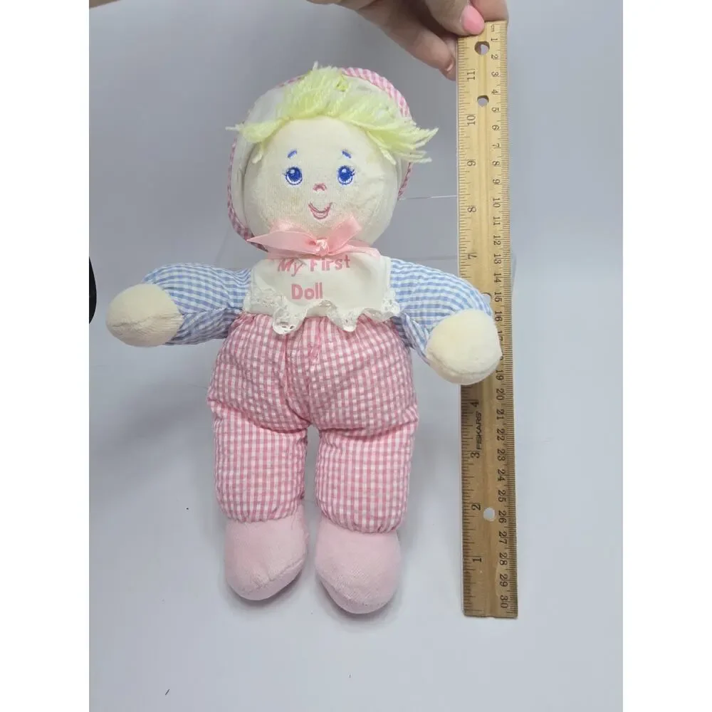 Vintage Carters plush rattle pink blue gingham 11